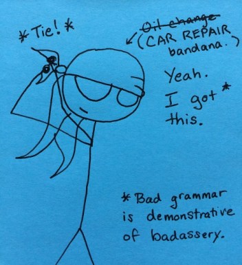 Of course I keep my car repair headgear in the car. It's the best place for it.